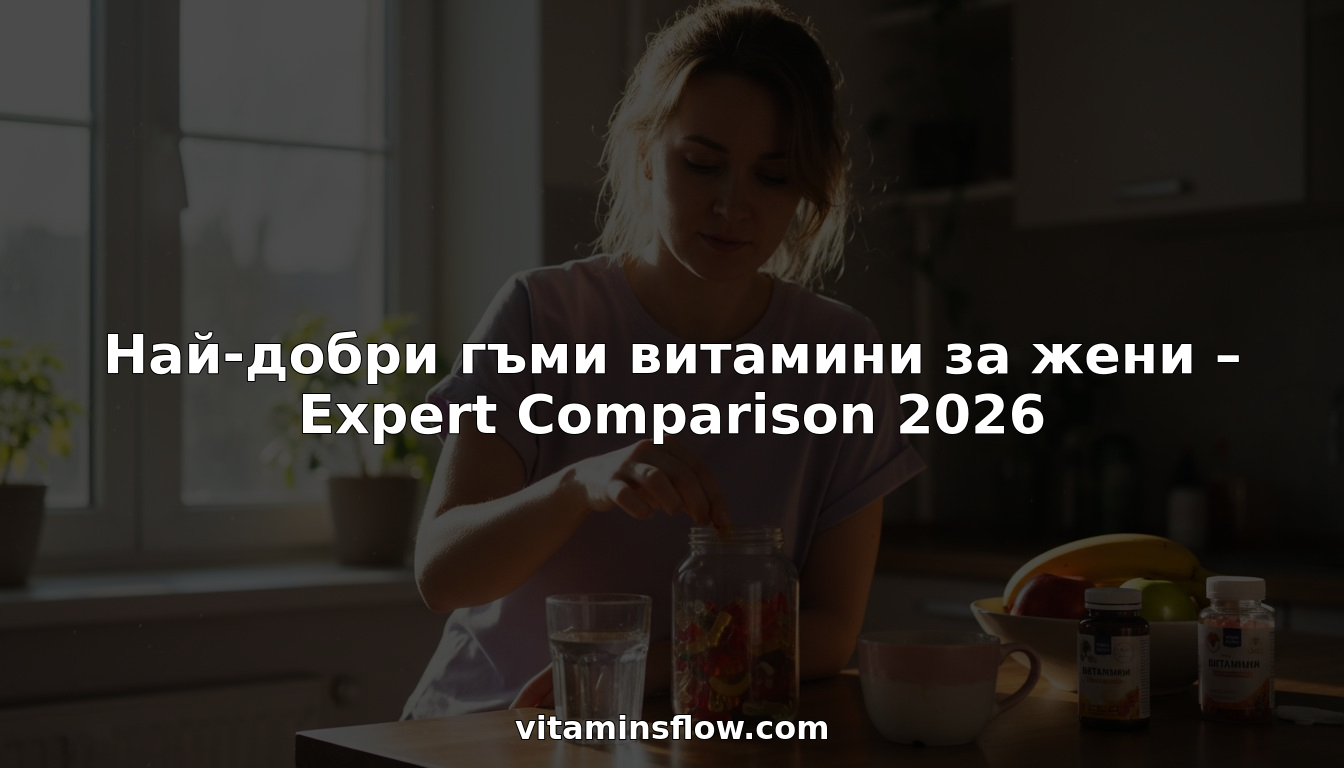 Жена си взима желирани витамини в светлата си кухня, огряна от слънце.