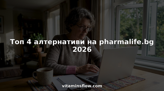 Жена седи на кухненската маса и търси информация за хранителни добавки в интернет.