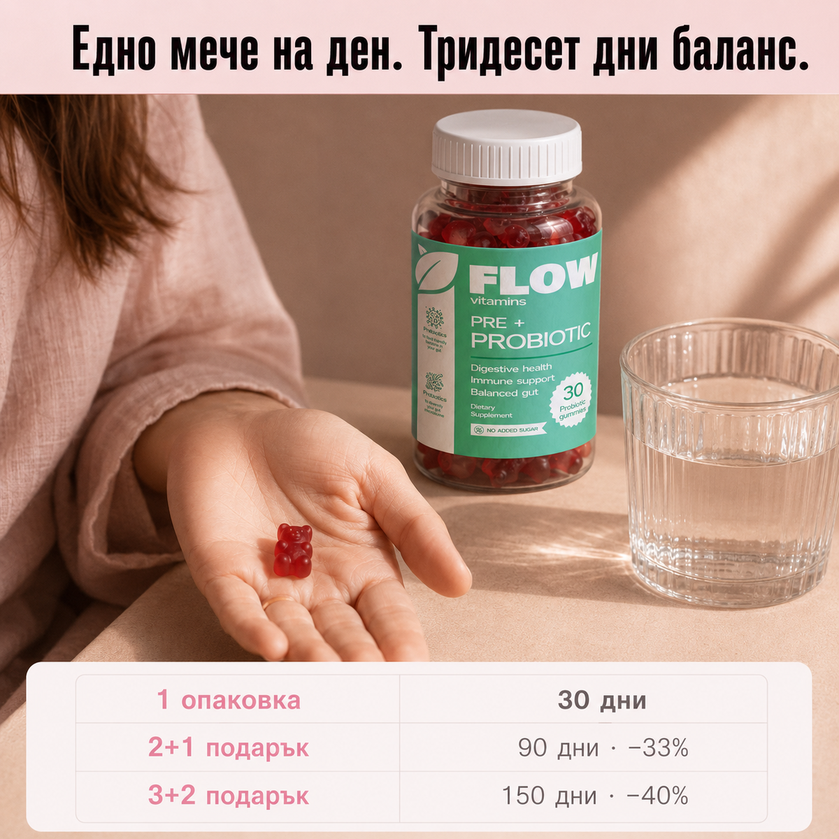 Flow Pre+Probiotic – пробиотик с Actilight пребиотик при подут корем