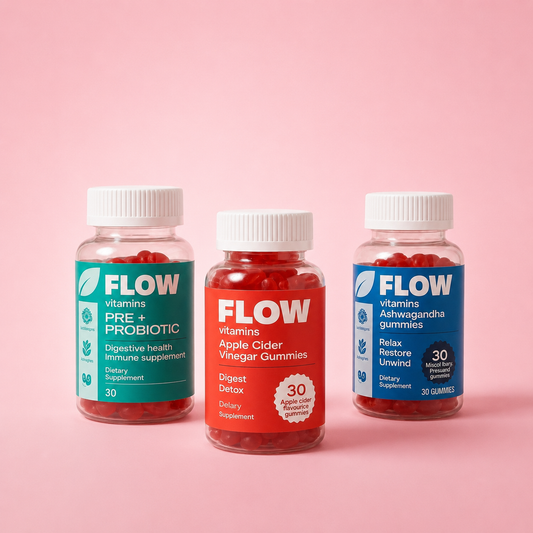 Flow пакет Здрави черва и бистър ум – пробиотик, оцет мечета и ашваганда