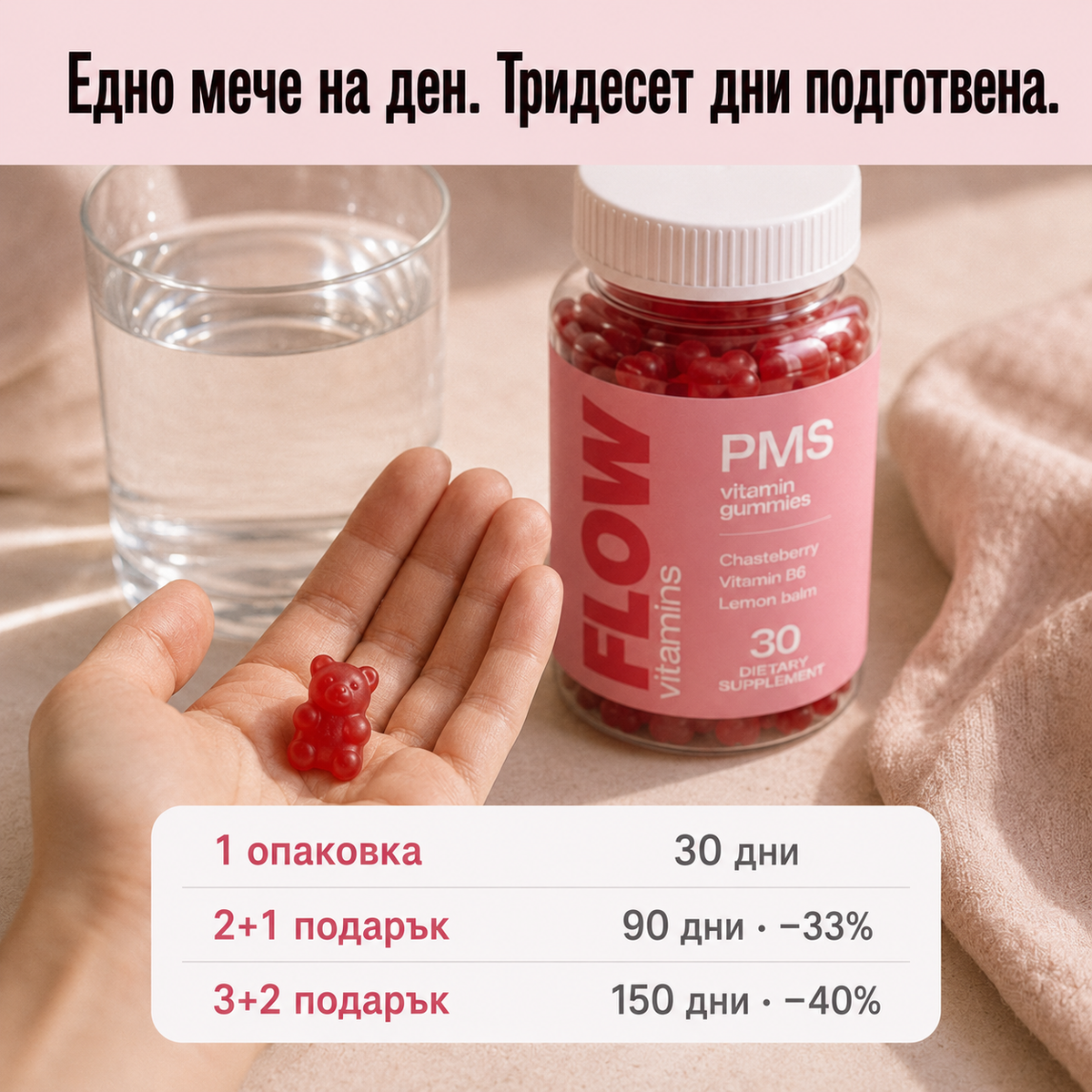 Flow ПМС мултивитамин – желирани мечета с витекс и витамин B6