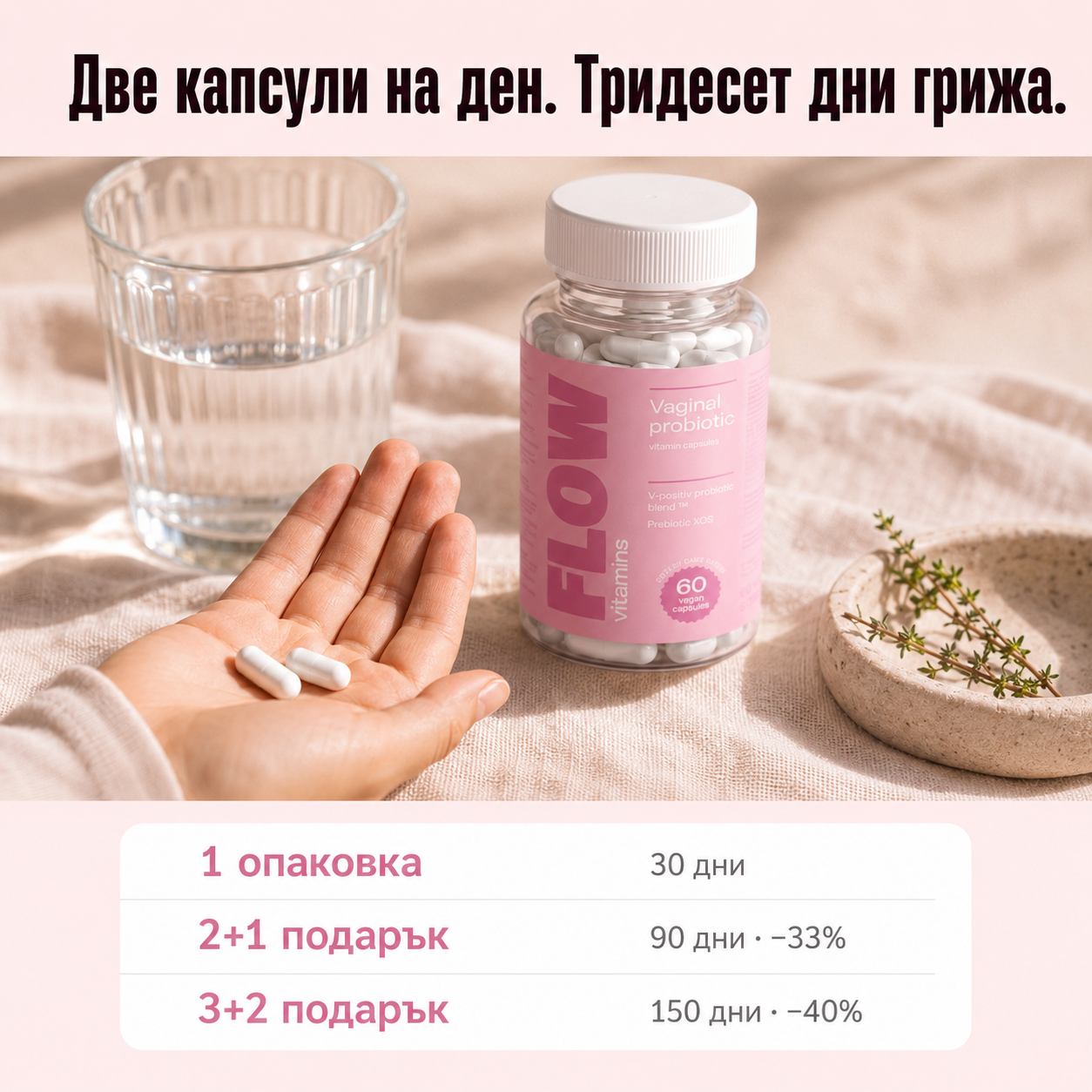 Flow вагинален пробиотик – капсули с Lactobacillus за интимна флора