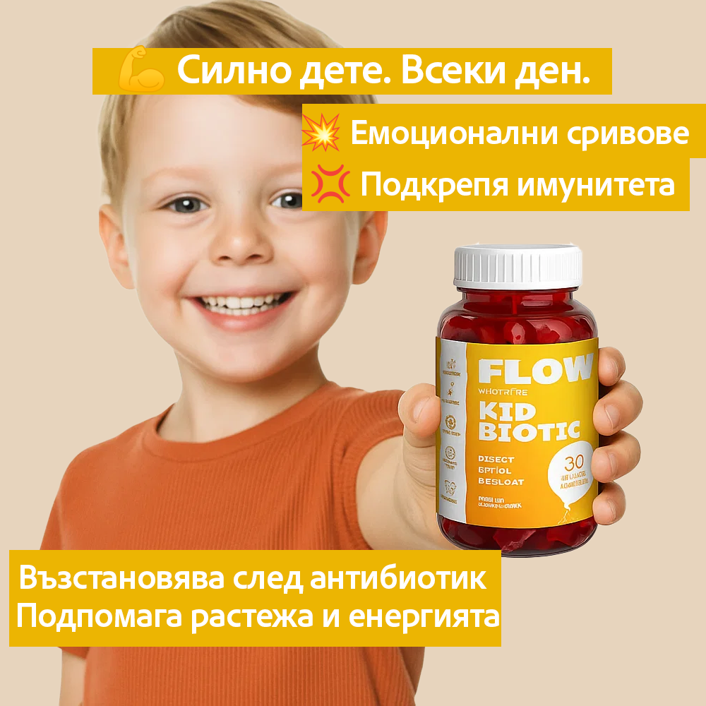 Flow - Детски пробиотик на желирани мечета + Витамини