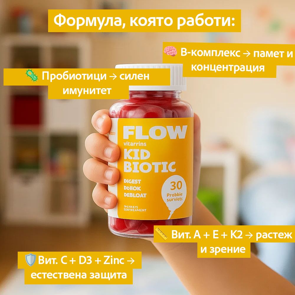 Flow - Детски пробиотик на желирани мечета + Витамини