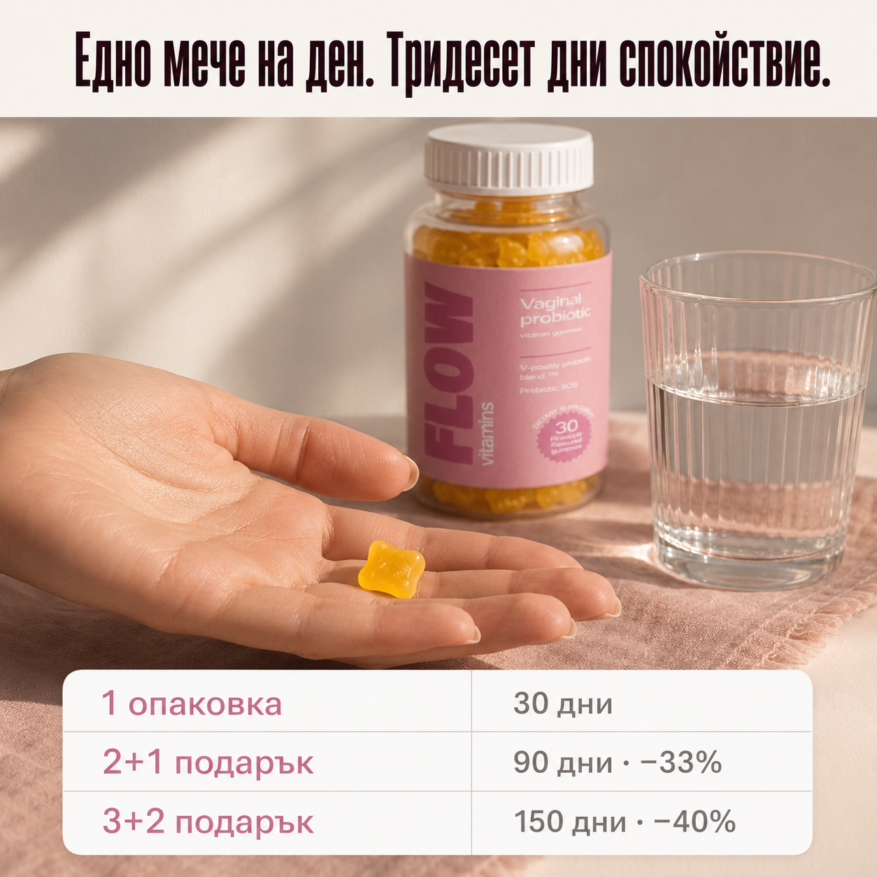 Flow желирани мечета за женско здраве с ананас – пробиотик и пребиотик